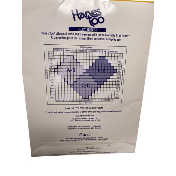 Hanes Too Silky Sheers Pantyhose Black Size EF Style H59 Control Top Sandalfoot - Picture 2 of 3